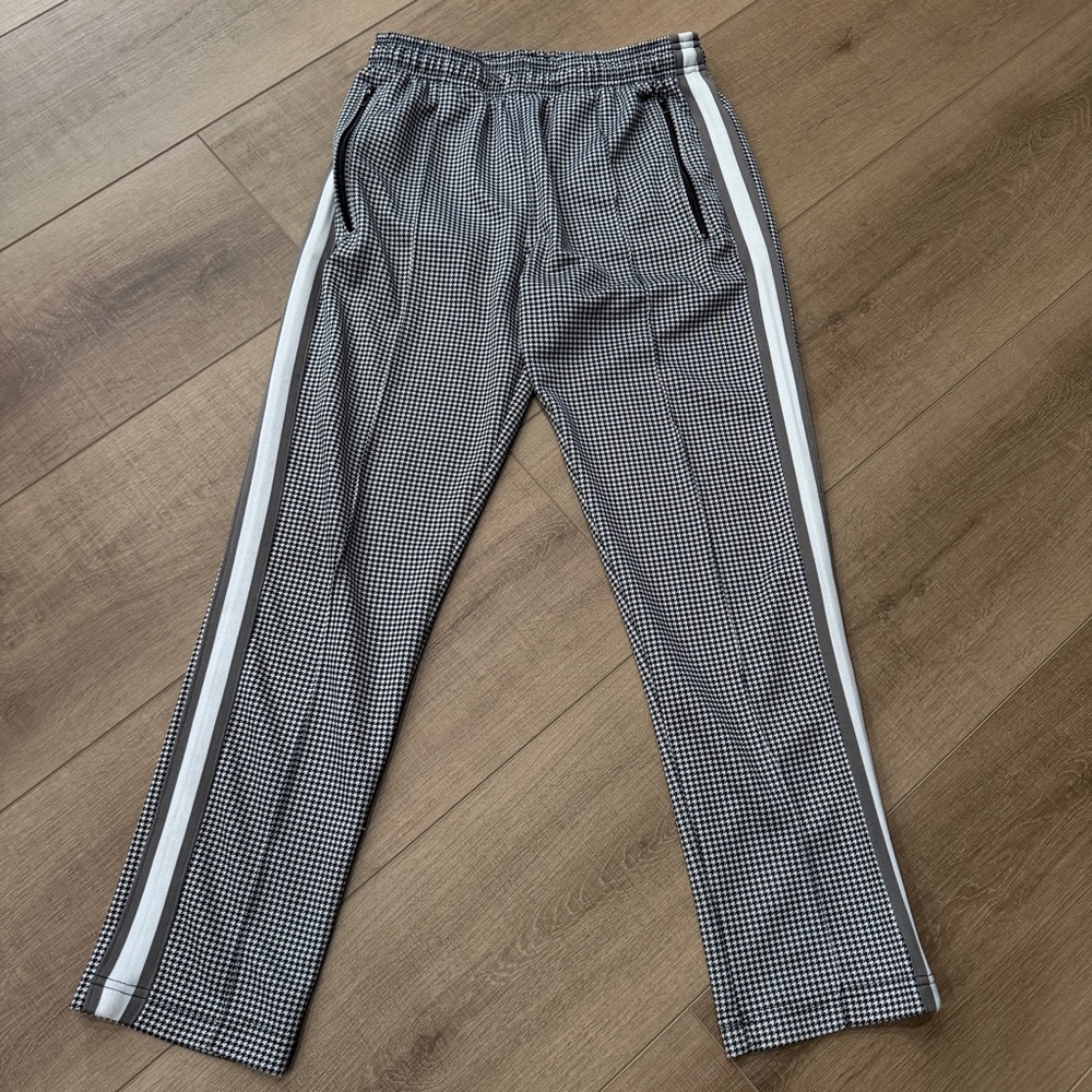 Urban Outfitters Black/White SP Houndstooth Plaid Jogger‎ Track Pants Zip Pocket